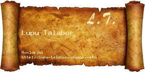 Lupu Talabor névjegykártya